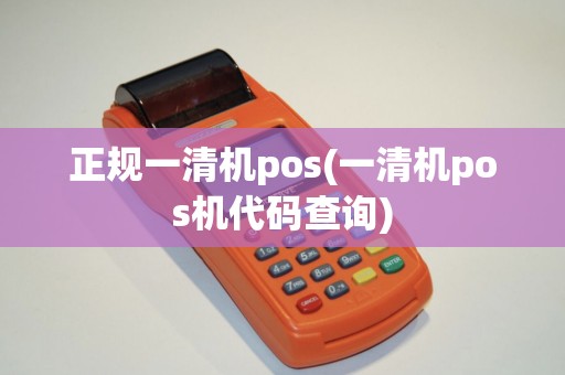 正规一清机pos(一清机pos机代码查询)