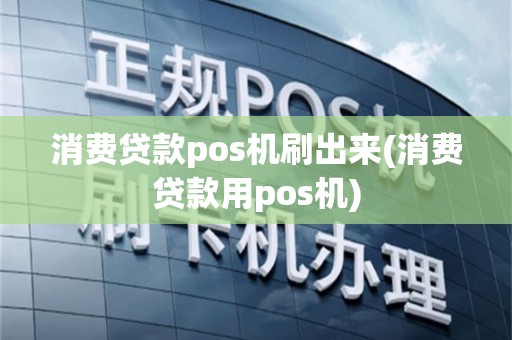 消费贷款pos机刷出来(消费贷款用pos机)