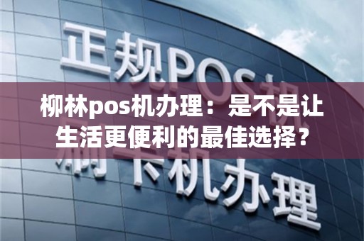 柳林pos机办理：是不是让生活更便利的最佳选择？