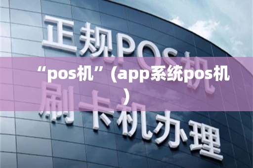 “pos机”(app系统pos机)