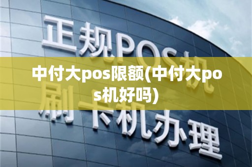 中付大pos限额(中付大pos机好吗)